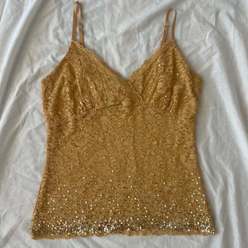 Lace Sequin Babydoll Cami Top